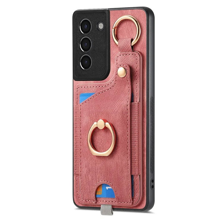 For Samsung Galaxy S21 5G / S21 4G Shockproof Case Card Slot TPU Phone Case with Kickstand
