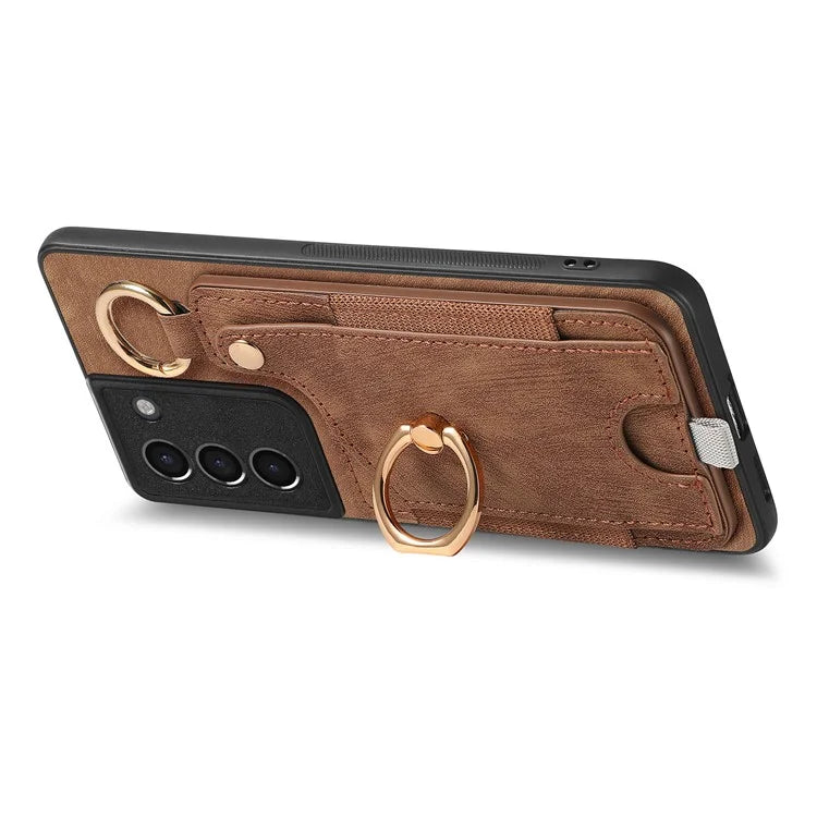 For Samsung Galaxy S21 5G / S21 4G Shockproof Case Card Slot TPU Phone Case with Kickstand