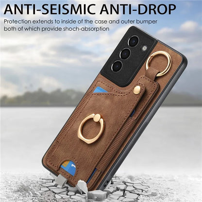 For Samsung Galaxy S21 5G / S21 4G Shockproof Case Card Slot TPU Phone Case with Kickstand