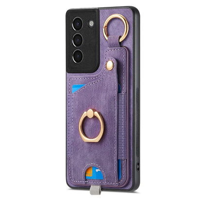 For Samsung Galaxy S21 5G / S21 4G Shockproof Case Card Slot TPU Phone Case with Kickstand