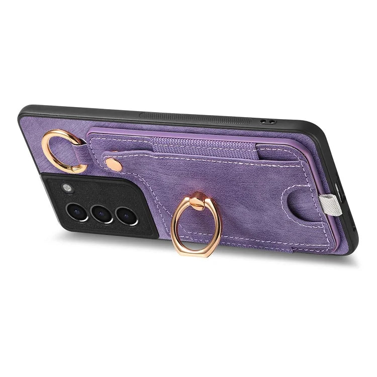For Samsung Galaxy S21 5G / S21 4G Shockproof Case Card Slot TPU Phone Case with Kickstand