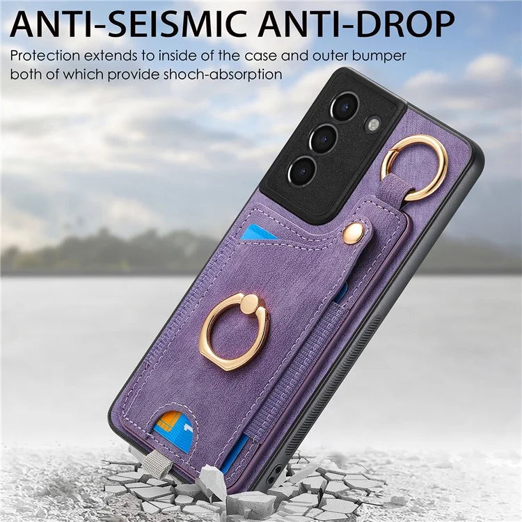 For Samsung Galaxy S21 5G / S21 4G Shockproof Case Card Slot TPU Phone Case with Kickstand