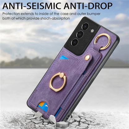 For Samsung Galaxy S21 5G / S21 4G Shockproof Case Card Slot TPU Phone Case with Kickstand