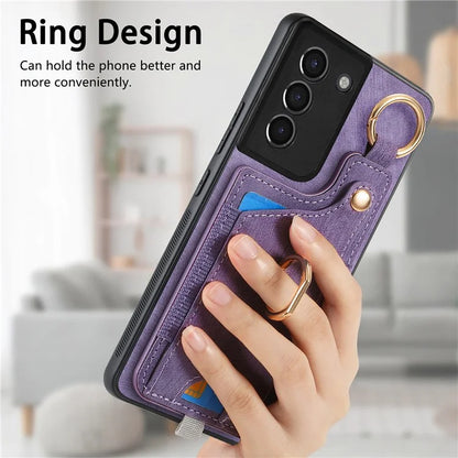 For Samsung Galaxy S21 5G / S21 4G Shockproof Case Card Slot TPU Phone Case with Kickstand
