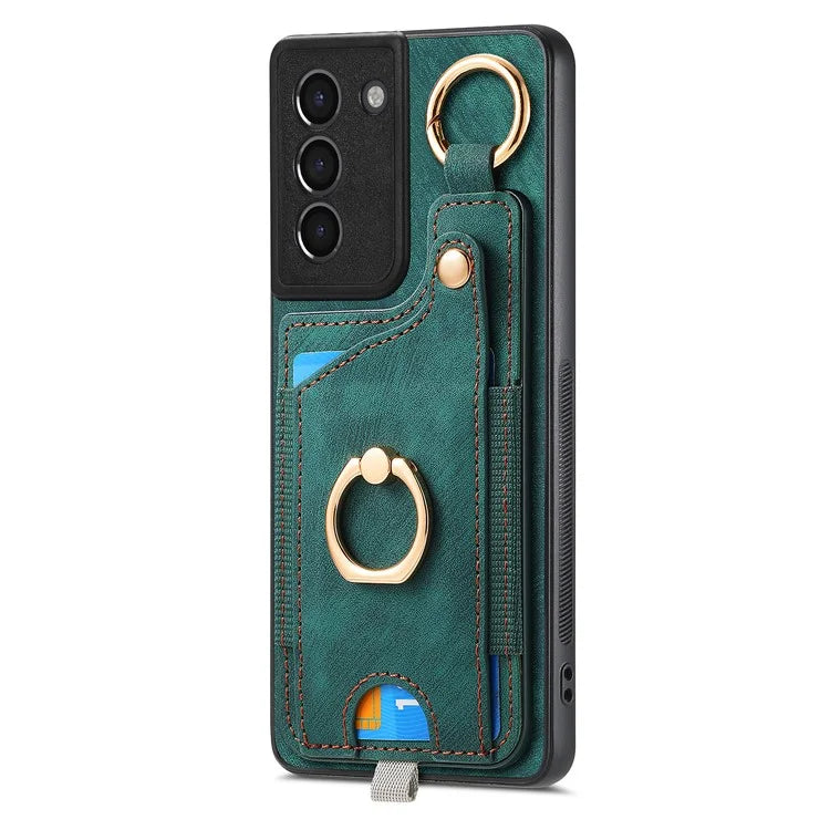 For Samsung Galaxy S21 5G / S21 4G Shockproof Case Card Slot TPU Phone Case with Kickstand