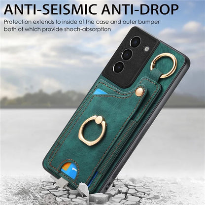For Samsung Galaxy S21 5G / S21 4G Shockproof Case Card Slot TPU Phone Case with Kickstand