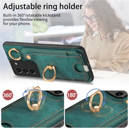 For Samsung Galaxy S21 5G / S21 4G Shockproof Case Card Slot TPU Phone Case with Kickstand