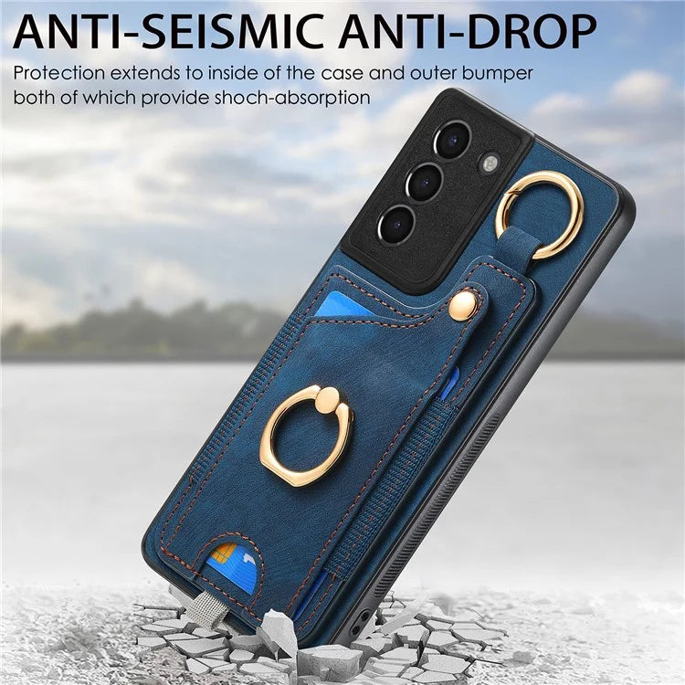For Samsung Galaxy S21 5G / S21 4G Shockproof Case Card Slot TPU Phone Case with Kickstand