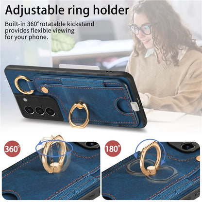 For Samsung Galaxy S21 5G / S21 4G Shockproof Case Card Slot TPU Phone Case with Kickstand