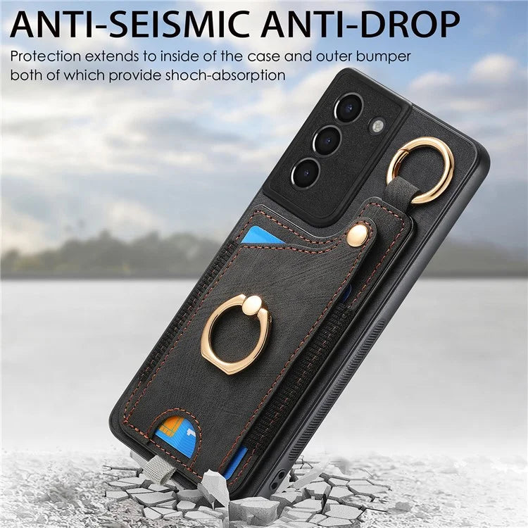 For Samsung Galaxy S21 5G / S21 4G Shockproof Case Card Slot TPU Phone Case with Kickstand