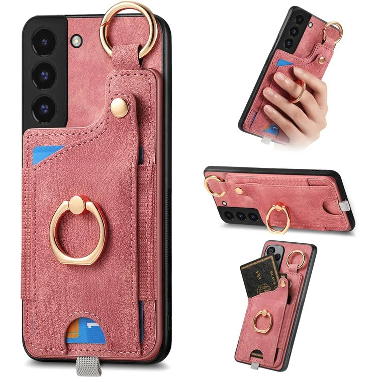 For Samsung Galaxy S22 5G Case Card Holder PU Leather+TPU Phone Shell