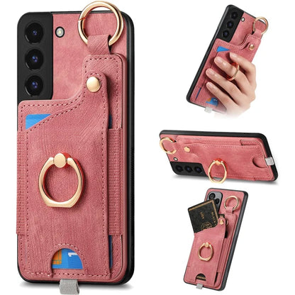 For Samsung Galaxy S22 5G Case Card Holder PU Leather+TPU Phone Shell