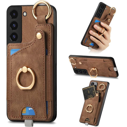For Samsung Galaxy S22 5G Case Card Holder PU Leather+TPU Phone Shell