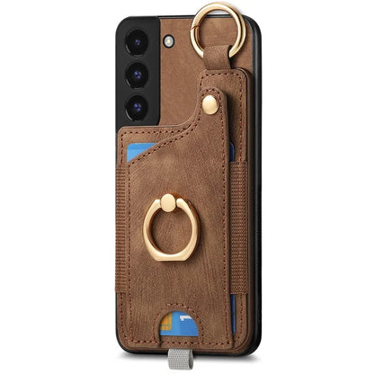 For Samsung Galaxy S22 5G Case Card Holder PU Leather+TPU Phone Shell