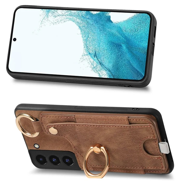 For Samsung Galaxy S22 5G Case Card Holder PU Leather+TPU Phone Shell
