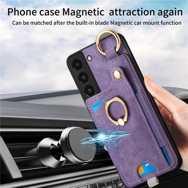 For Samsung Galaxy S22 5G Case Card Holder PU Leather+TPU Phone Shell