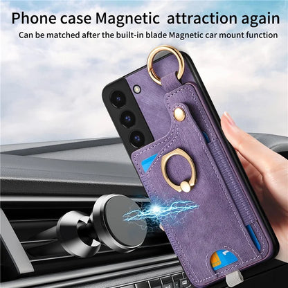 For Samsung Galaxy S22 5G Case Card Holder PU Leather+TPU Phone Shell
