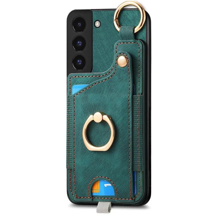 For Samsung Galaxy S22 5G Case Card Holder PU Leather+TPU Phone Shell