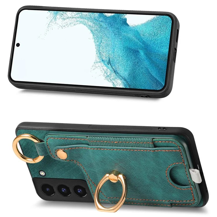 For Samsung Galaxy S22 5G Case Card Holder PU Leather+TPU Phone Shell