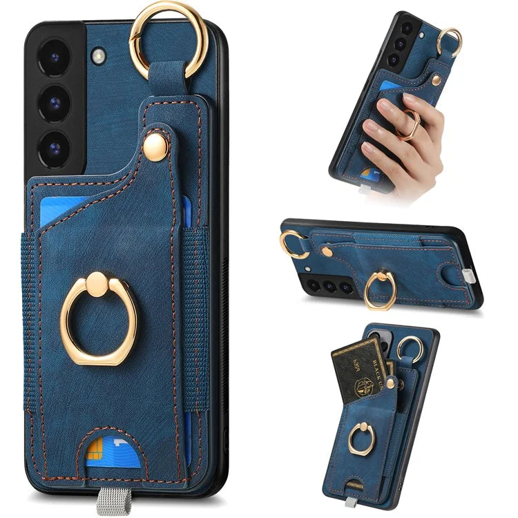 For Samsung Galaxy S22 5G Case Card Holder PU Leather+TPU Phone Shell