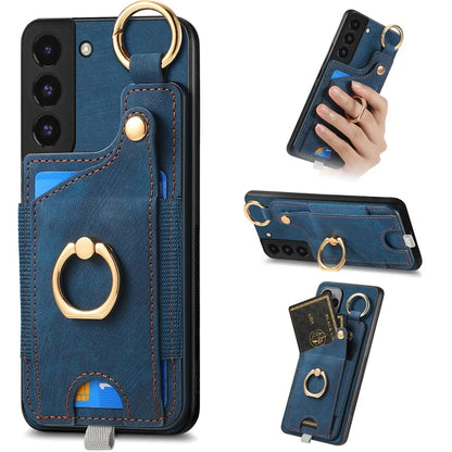 For Samsung Galaxy S22 5G Case Card Holder PU Leather+TPU Phone Shell