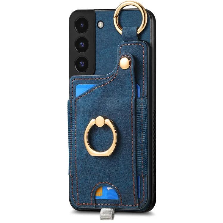 For Samsung Galaxy S22 5G Case Card Holder PU Leather+TPU Phone Shell