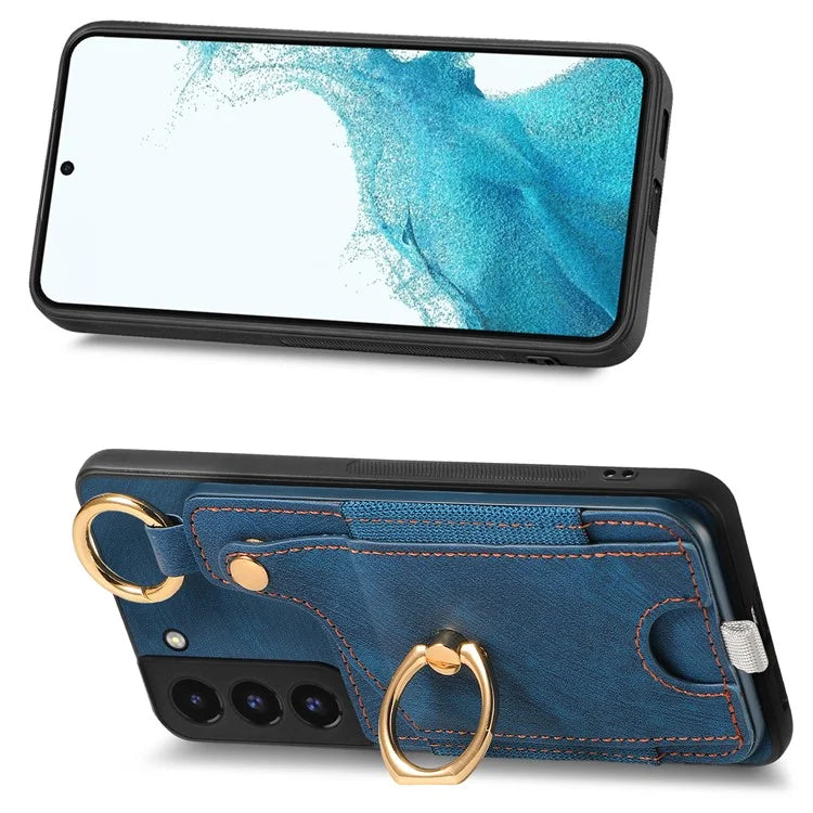 For Samsung Galaxy S22 5G Case Card Holder PU Leather+TPU Phone Shell