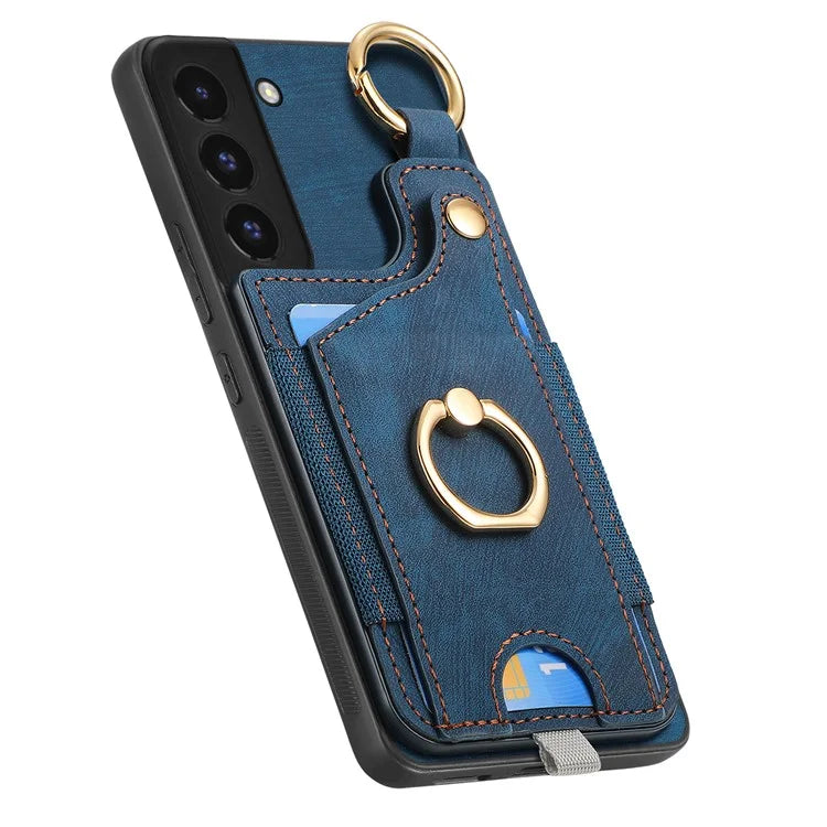 For Samsung Galaxy S22 5G Case Card Holder PU Leather+TPU Phone Shell