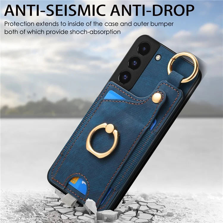 For Samsung Galaxy S22 5G Case Card Holder PU Leather+TPU Phone Shell