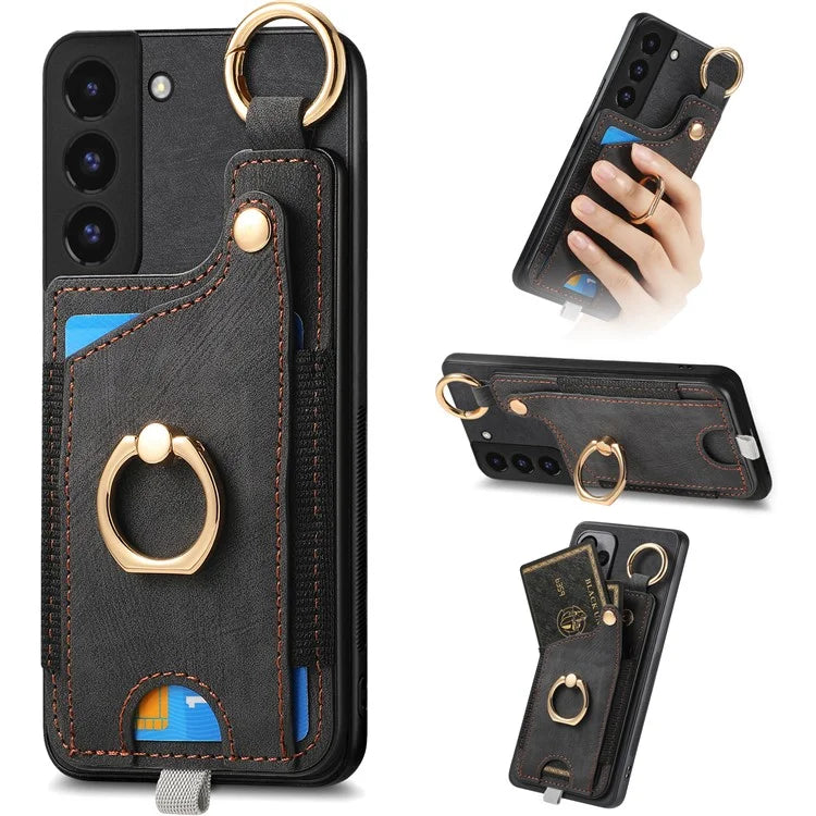 For Samsung Galaxy S22 5G Case Card Holder PU Leather+TPU Phone Shell