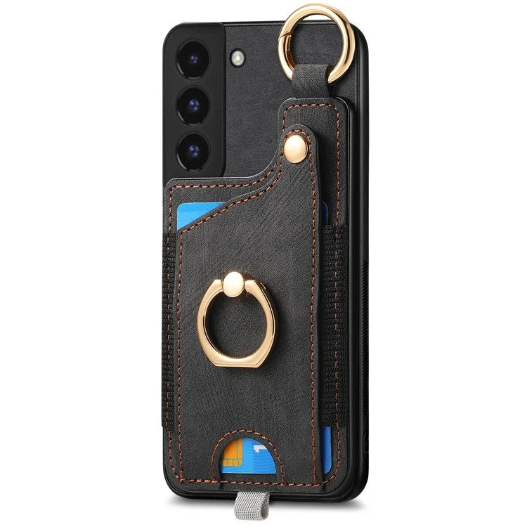 For Samsung Galaxy S22 5G Case Card Holder PU Leather+TPU Phone Shell