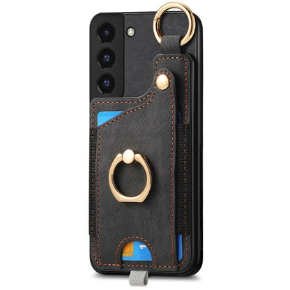 For Samsung Galaxy S22 5G Case Card Holder PU Leather+TPU Phone Shell