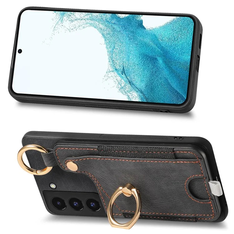 For Samsung Galaxy S22 5G Case Card Holder PU Leather+TPU Phone Shell