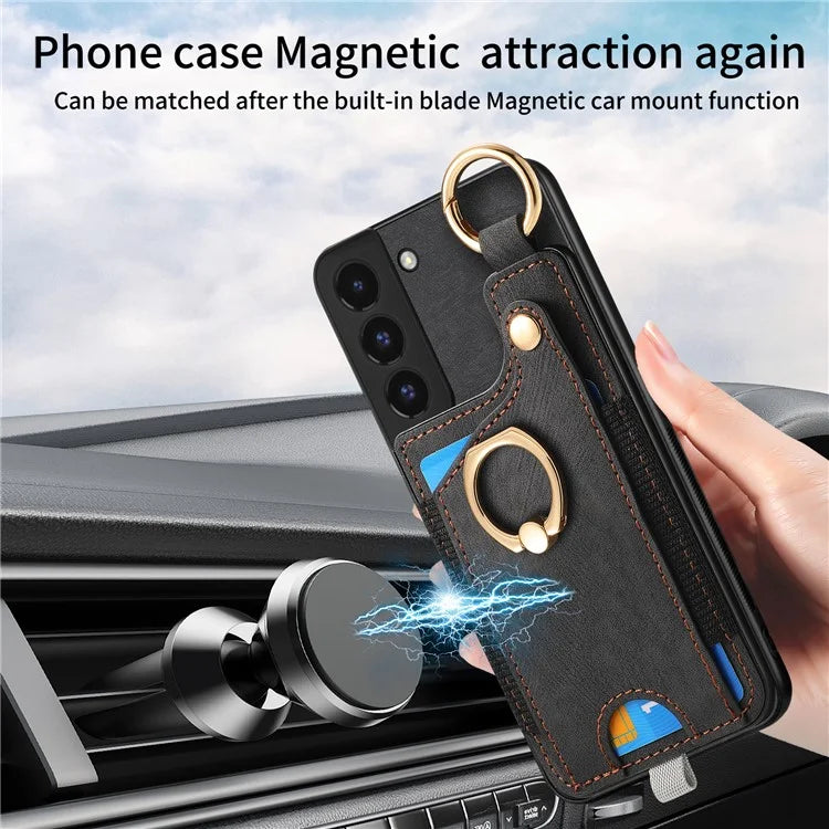 For Samsung Galaxy S22 5G Case Card Holder PU Leather+TPU Phone Shell