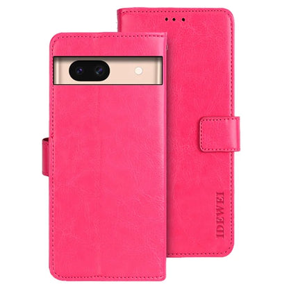 IDEWEI For Google Pixel 8a Case Crazy Horse PU Leather Card Holder Stand Phone Cover