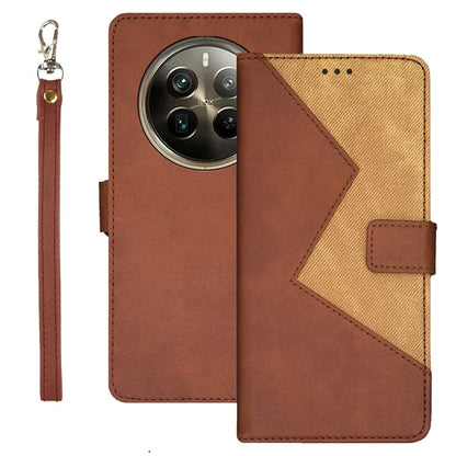 IDEWEI For Realme 12 Pro 5G / 12 Pro+ 5G Case Splicing Color Card Holder PU Leather Stand Phone Cover