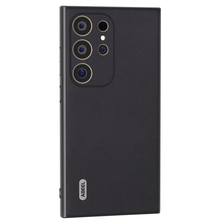 ABEEL For Samsung Galaxy S24 Ultra Case Textured Leather Coated PC+TPU Hybrid Slim Cover