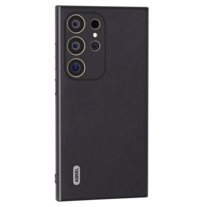 ABEEL For Samsung Galaxy S24 Ultra Case Textured Leather Coated PC+TPU Hybrid Slim Cover