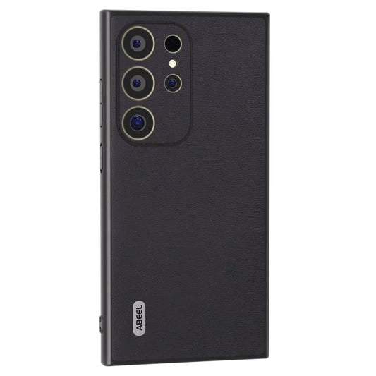 ABEEL For Samsung Galaxy S24 Ultra Case Textured Leather Coated PC+TPU Hybrid Slim Cover