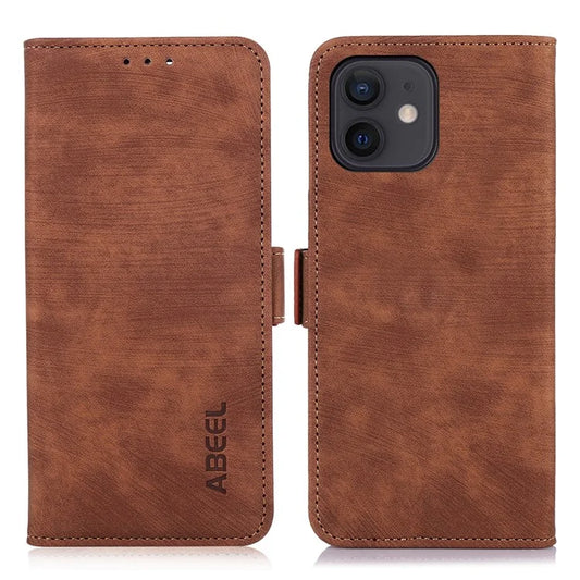 ABEEL For iPhone 12 / 12 Pro Phone Case Retro PU Leather Wallet Phone Protective Cover