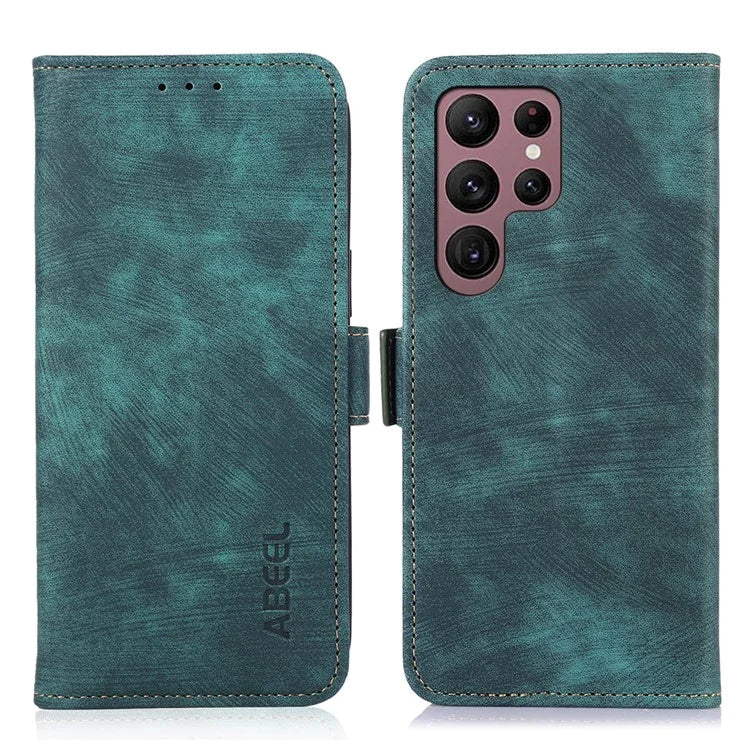 ABEEL For Samsung Galaxy S21 Ultra 5G Retro Phone Stand Case PU Leather Protective Cover