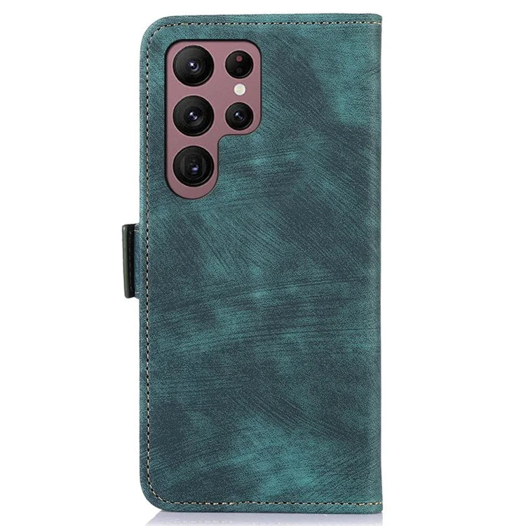 ABEEL For Samsung Galaxy S21 Ultra 5G Retro Phone Stand Case PU Leather Protective Cover