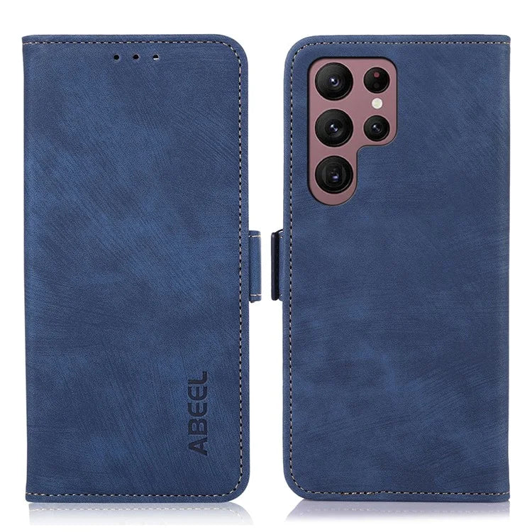 ABEEL For Samsung Galaxy S21 Ultra 5G Retro Phone Stand Case PU Leather Protective Cover
