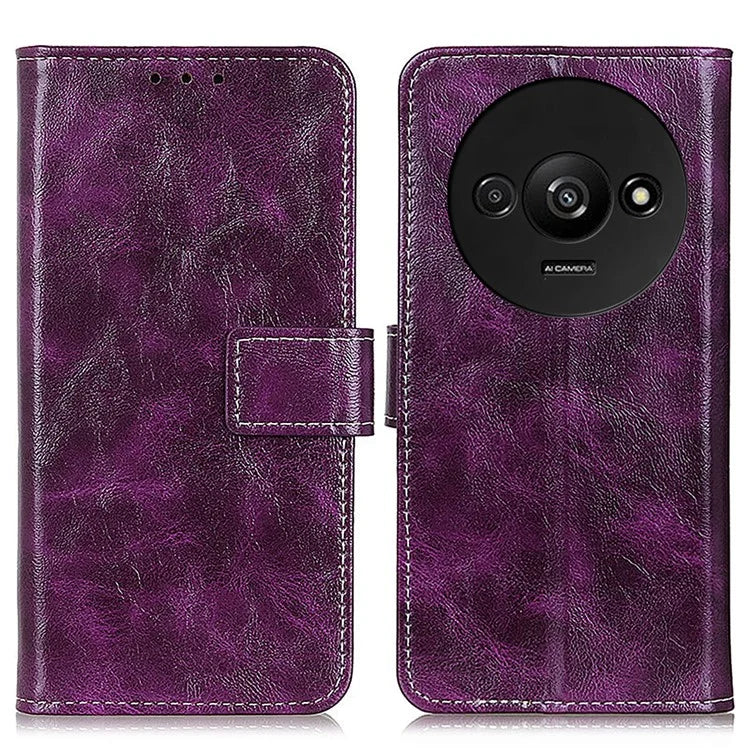 For Xiaomi Redmi A3 / Poco C61 4G PU Leather Case Cell Phone Back Cover Retro Phone Shell