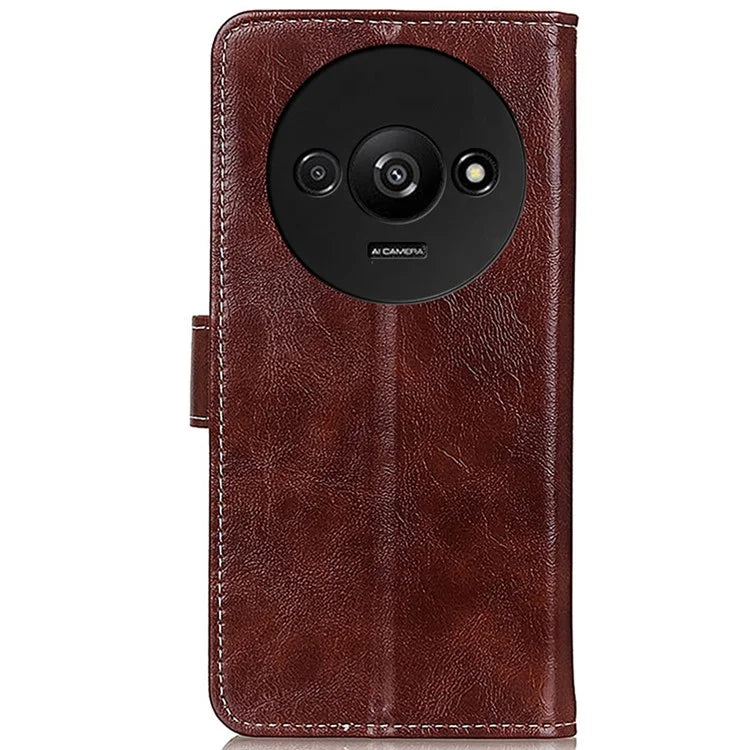 For Xiaomi Redmi A3 / Poco C61 4G PU Leather Case Cell Phone Back Cover Retro Phone Shell