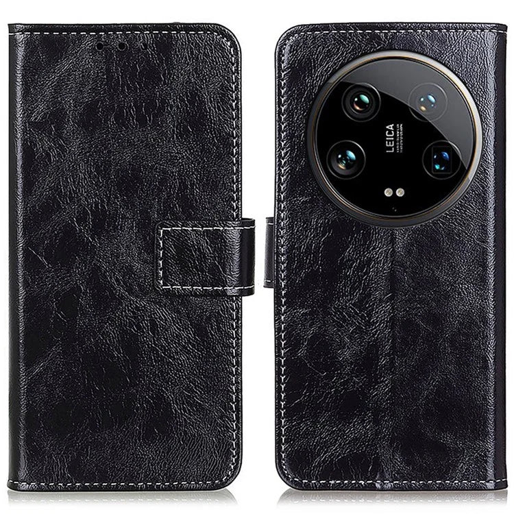 For Xiaomi 14 Ultra Drop Resistant Wallet Case Retro PU Leather Phone Cover