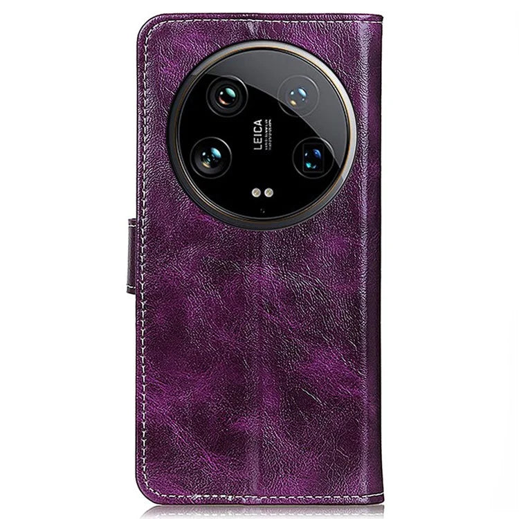 For Xiaomi 14 Ultra Drop Resistant Wallet Case Retro PU Leather Phone Cover