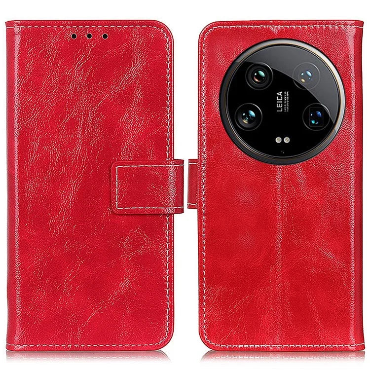 For Xiaomi 14 Ultra Drop Resistant Wallet Case Retro PU Leather Phone Cover