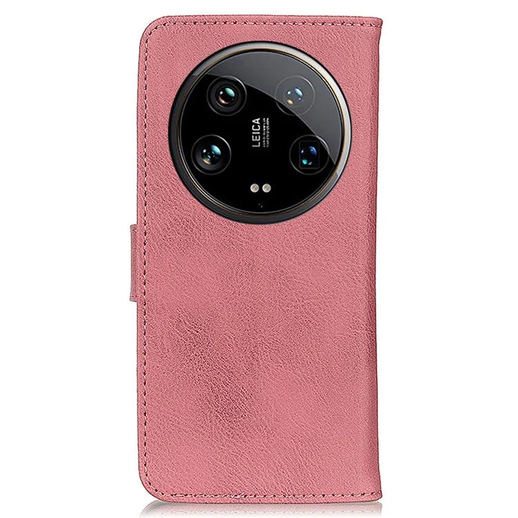 KHAZNEH For Xiaomi 14 Ultra Case Cowhide Texture Anti-drop Leather Stand Phone Cover