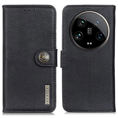 KHAZNEH For Xiaomi 14 Ultra Case Cowhide Texture Anti-drop Leather Stand Phone Cover